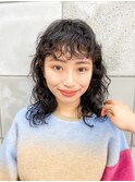 パーマ　ミディアムレイヤー　ウルフパーマ　くるくるパーマ