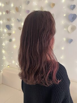 アブニールドール 大山台店 【インナー/ブリーチあり】ピンクベージュ×インナーピンク