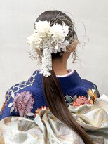 トルネード(TORNADO) ポニーテールアレンジ水引き金箔レース成人式卒業式ヘアK0913