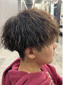 束感メンズショートマッシュ波巻きツイストスパイラルパーマ