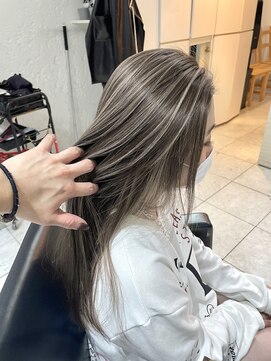 ブレンド 渋谷(BLend) 前髪ハイライトカラーこなれミディイメチェンウェーブパーマ