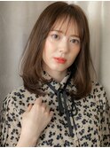 シースルーバング大人美人顔周りレイヤースタイルY上尾30代40代