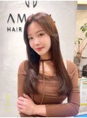 AMANI ナチュラルヘアくすみブラウンロング