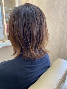 ガビーヘアルーブ(gabi hair LOOB) 大人かわいい×フリンジウェーブ×ココアブラウン×前髪