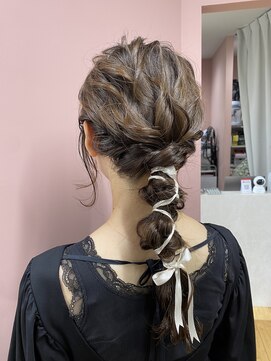 カームバイリコ 学芸大学(calm by liko) 編みおろし/編みおろしアレンジ/リボンアレンジ/お呼ばれヘア