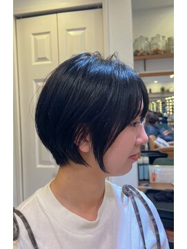 ロンド パルティール 大宮(Lond partir) 斜めバング黒髪グレーベージュアッシュブラックショート