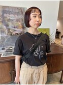 ボブ ワンカラーレッド 姫カット 担当渡邉桜桃