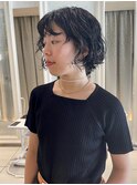 ダークトーンショートミディアムパーマ