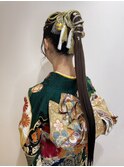 ハイパーロングストレートのポニーテール