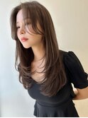 黒髪小顔ワンレンストレートレイヤー41210