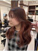 コーラルピンクインナー/船橋/くすみベージュ/細めハイライト