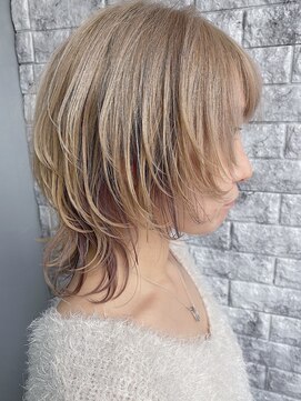 リアイス(Re:ICE) ミニウルフ/くすみブルー/流れるレイヤー/インナーハイライト