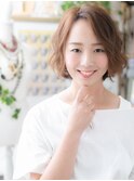 ★大人フェミニンアシンメトリーくせ毛風ボブ20代30代40代★8