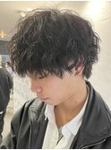 波巻きスパイラルツイストスパイラルパーマツーブロックパーマ