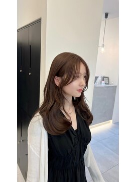 ノク 渋谷(nok) 韓国レイヤーミディアム_前髪マチルダボブピンクベージュ