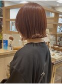 オレンジベージュ×ぱつっとボブ♪