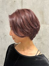 アーサス ヘアー デザイン つくば店(Ursus hair Design by HEADLIGHT) ベビーピンクひし形ショートボブチェリーブラウンチェリーレッド
