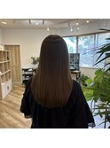 艶髪ストレートロングオリーブアッシュベージュ