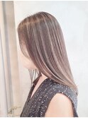 グレージュミルクティーベージュハイライト白髪ぼかしイルミナ
