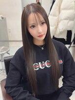 ロムーク 表参道(LOMKH)&nbsp;ロングレイヤーカット顔周りシールエクステ秋ヘーゼルグレージュ