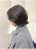 ハッシュボブレイヤーボブ韓国顔周りレイヤーヘーゼルベージュ