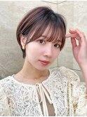 ミルクグレージュ/くびれレイヤーボブ/韓国巻き/顔周りカット