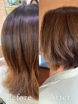 アークスヘアー べージュハイライト小顔見せ♪前下がりナチュラルボブ