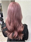 ペールピンク美髪エアリーロンググラデーションカラー練馬所沢