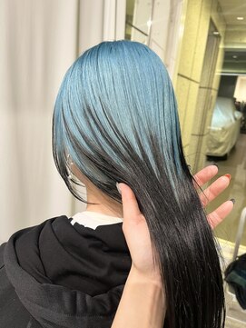ダブ アオヤマ(DaB AOYAMA) 水色ルーツカラーデザインカラー毛先カラー裾カラー