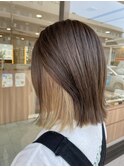 切りっぱなしボブ/インナーカラー/ベージュ/透明感/大人可愛い