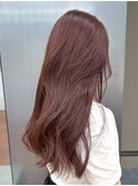ブリーチなしダブルカラーチェリーレッドピンク赤髪夏カラー