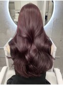 韓国艶髪/ブリーチなしカラー/ワインレッドボルドーカシスカラー