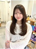 ミディアムヘア暗めカラーデザインカラーフェイスフレーミング