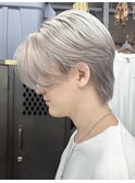 【GEEKS渋谷】ホワイトシルバー/シースルーセンターパート/韓国