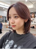 ロブレイヤー　前髪流し　ヨシンモリ　ピンクベージュ