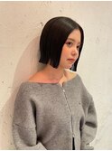 黒髪ボブぱっつん前髪ボブミニボブ切りっぱなしボブ
