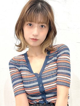 オーバーヘアー 大久保店(over hair) 【over hair】前髪インナーカラー×外ハネボブ