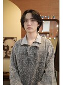メンズセンターパートカルマヘア韓国ヘアニュアンスパーマ岡山