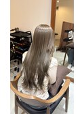 オリーブベージュ　ブリーチなしダブルカラー