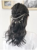 結婚式ハーフアップアレンジ