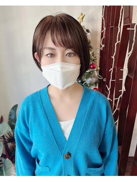 ラトリエコンタン(L´atelier Content) 30代40代50代大人可愛いひし形丸み絶壁解消ショートボブ黒髪