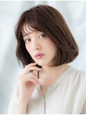 内巻きモカブラウン前下がり髪質改善ボブa小山20代30代40代