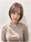 大人女性☆艶レイヤー前髪ピンクベージュ 髪質改善 縮毛矯正