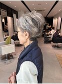 マダムショート　ハイライト　ローライト　白髪活かし