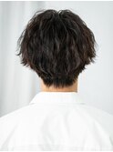 20代30代ブラックスパイラルパーマかき上げマッシュG南越谷