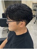 メンズセンターパートニュアンスパーマカットスパイラルパーマ
