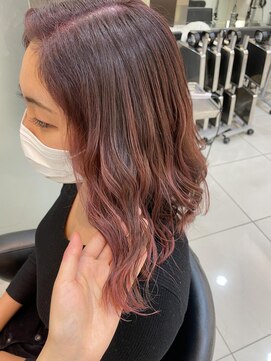 ピンクヘア/ピンクカラー/暖色/ハイライト/