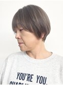 【松戸 松田】大人ショートハイライトカラーグレー