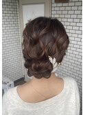 シニヨン アップスタイル ヘアセット 参列ヘア 着物ヘア 金箔