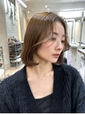 前髪なし韓国美髪エアリーロングピンクブラウン切りっぱなしボブ